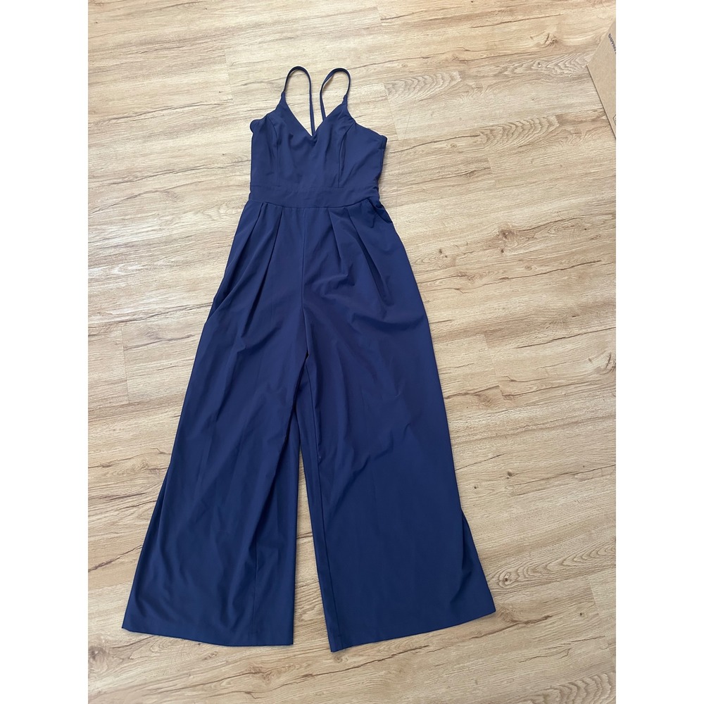 Halara Women's S Petite purple Wide Leg Strappy V Neck Jumpsuit